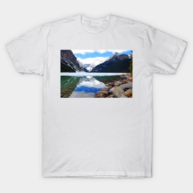 Lake Louise Victoria Glacier Alberta Canadian Rockies Canada T-Shirt by AndyEvansPhotos